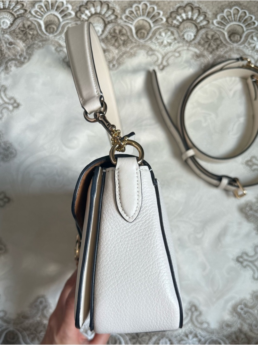 Coach Georgie Shoulder Bag With Rivets Gold/Chalk - Picture 5 of 12